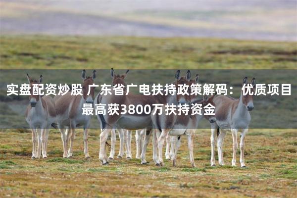 实盘配资炒股 广东省广电扶持政策解码：优质项目最高获3800万扶持资金
