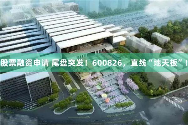 股票融资申请 尾盘突发！600826，直线“地天板”！